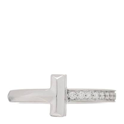 Tiffany 18K White Gold Diamond T T1 Ring 47 4 1 of 5