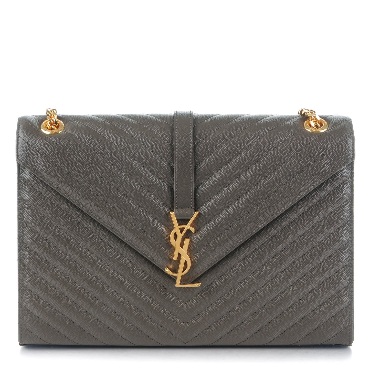 Grain De Poudre Matelasse Chevron Large Monogram Satchel Bronze