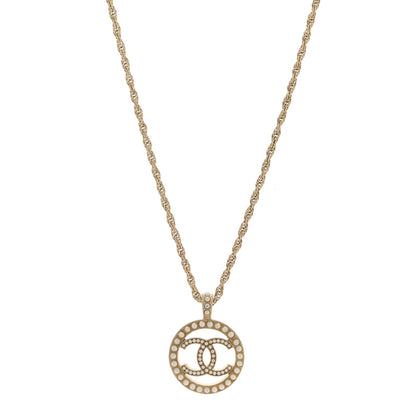Chanel Pearl CC Round Pendant Necklace Gold 1 of 6