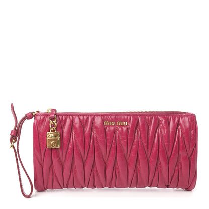 Miu Miu Nappa Matelasse Lux Wristlet Fuxia 1 of 8