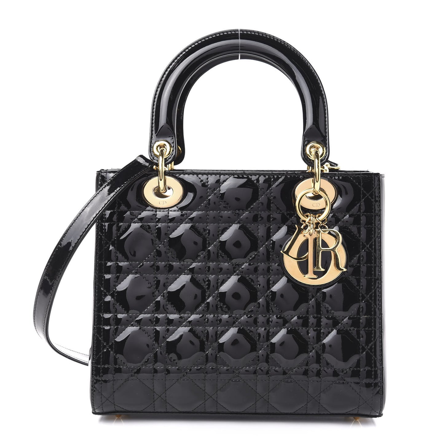 Patent Cannage Medium Lady Dior Black