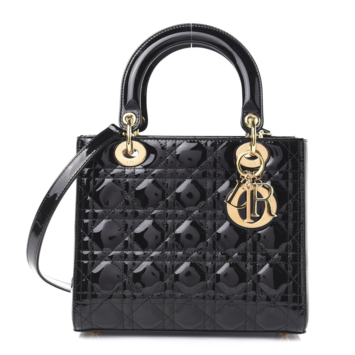 Christian Dior Patent Cannage Medium Lady Dior Black 1 of 9