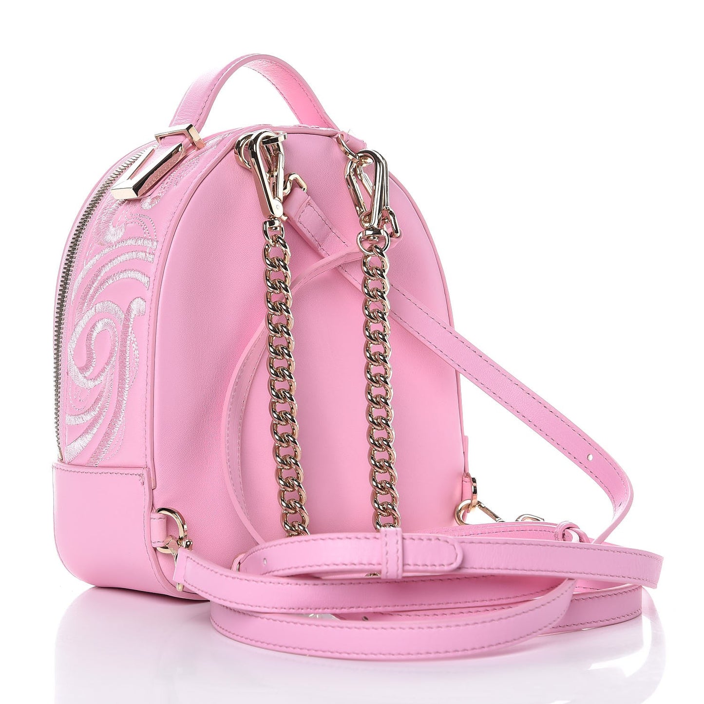 Calfskin Palazzo Embroidered Baroque Mini Backpack Pink