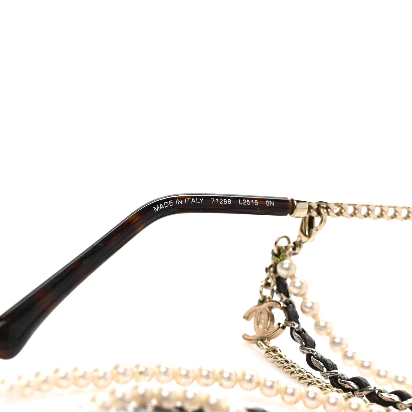 Metal Round Removable Pearl Chain Eyeglasses 2184 Gold
