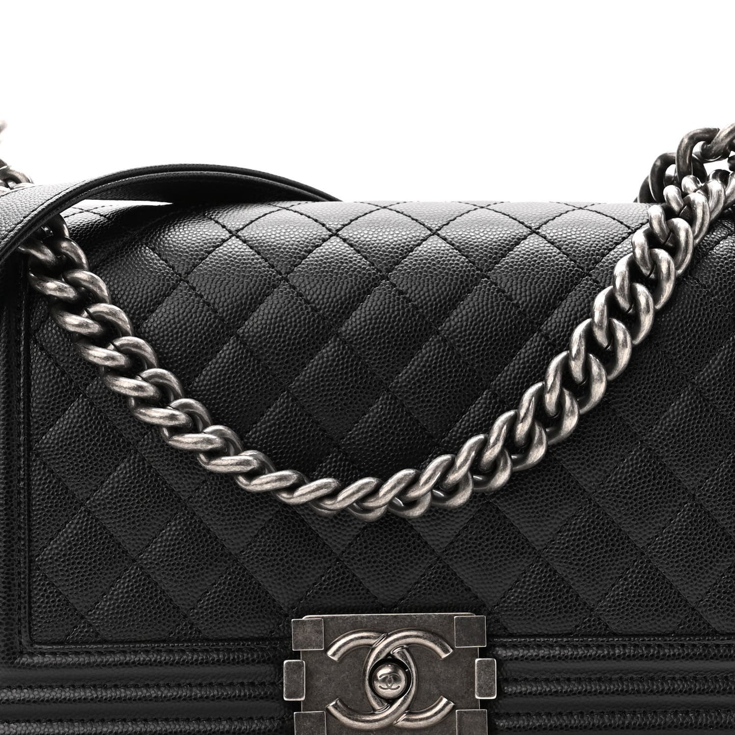 Caviar Quilted Medium Boy Flap Black