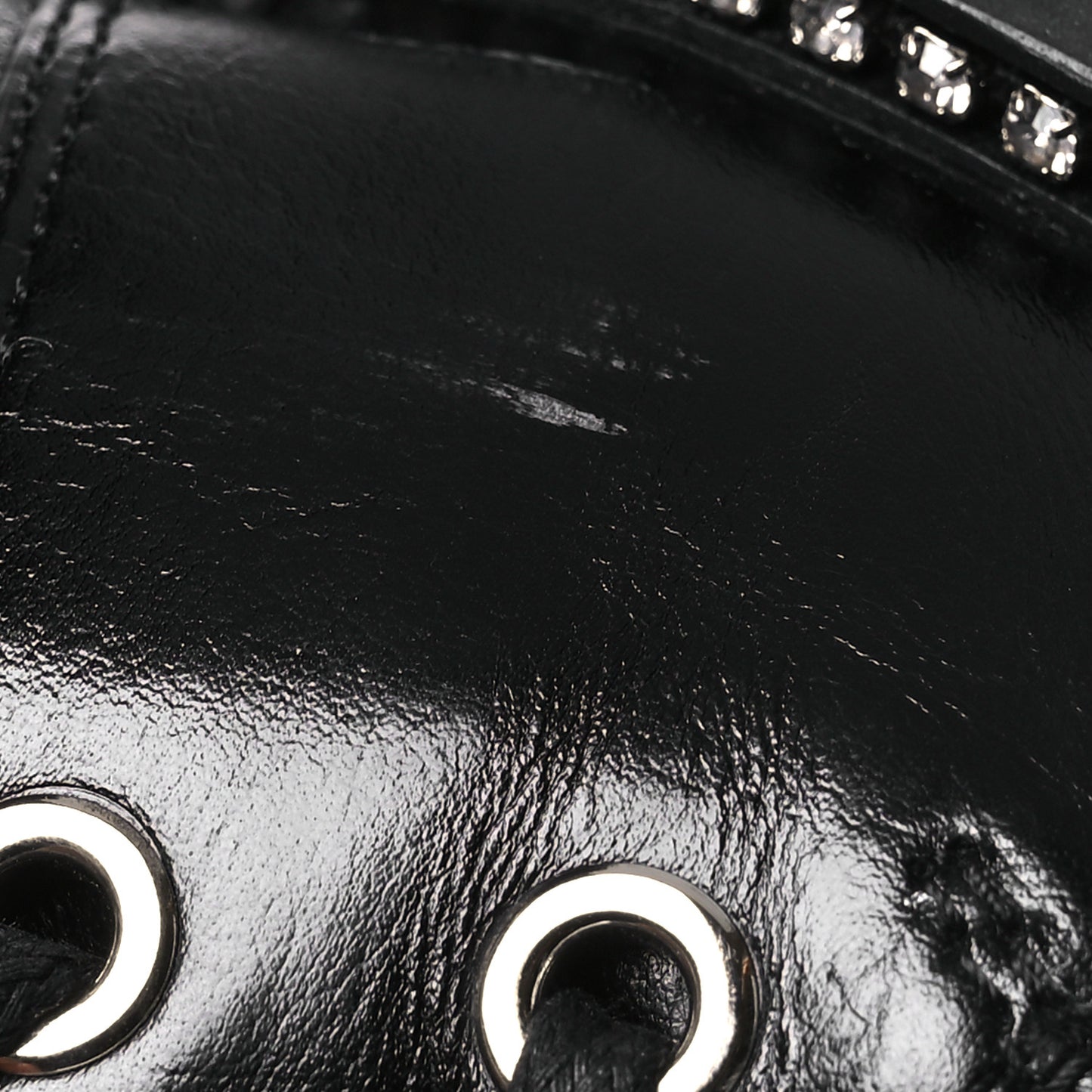 Calfskin Crystal Embellished Colby Combat Boots 39.5 Black