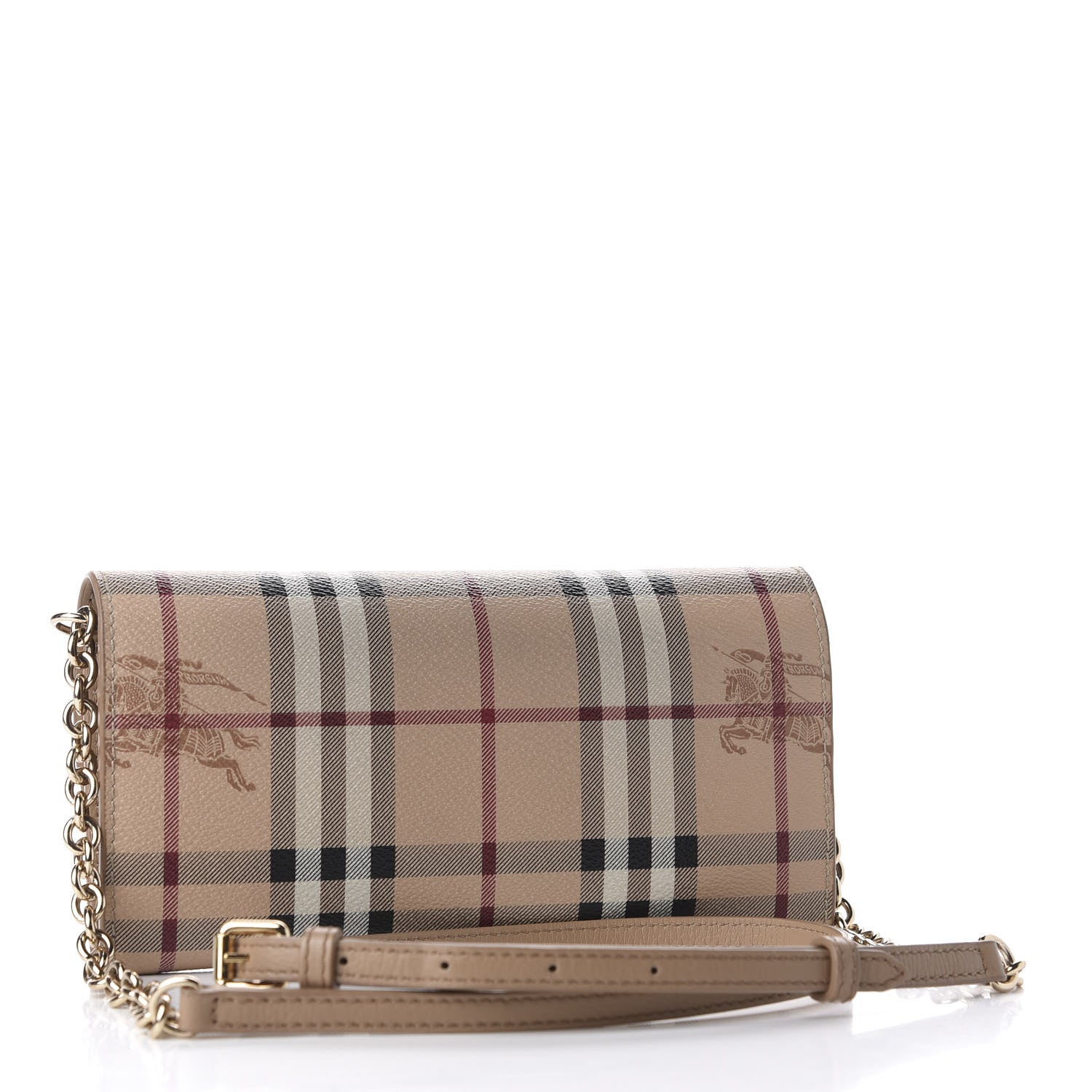 Burberry Haymarket Check Henley Wallet On Chain Mid Camel 3 of 11