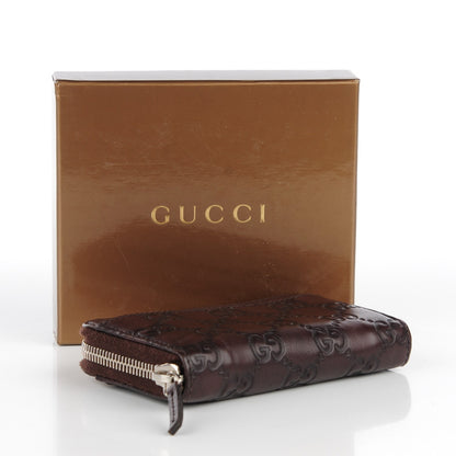 Gucci Guccissima Zip Around Key Ring Coin Purse Dark Brown 4 of 8