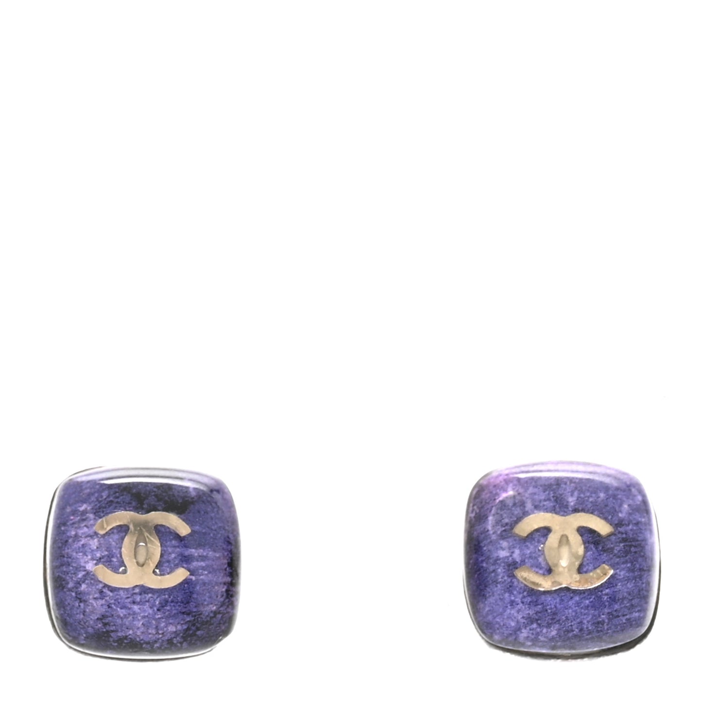 Resin CC Earrings Purple Gold