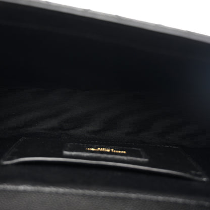 Saint Laurent Grain De Poudre Textured Mixed Matelasse Triquilt Small Monogram Satchel Black 5 of 11
