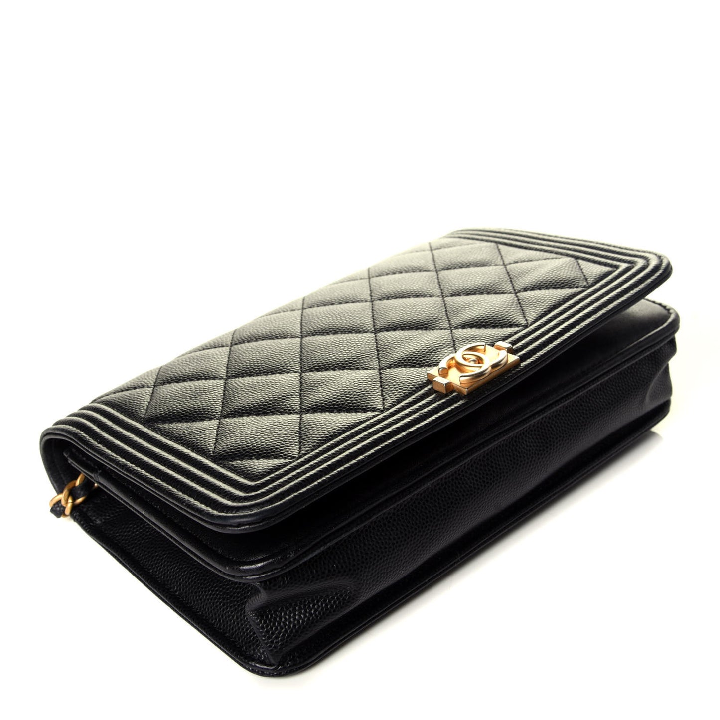 Caviar Quilted Boy Wallet On Chain WOC Black