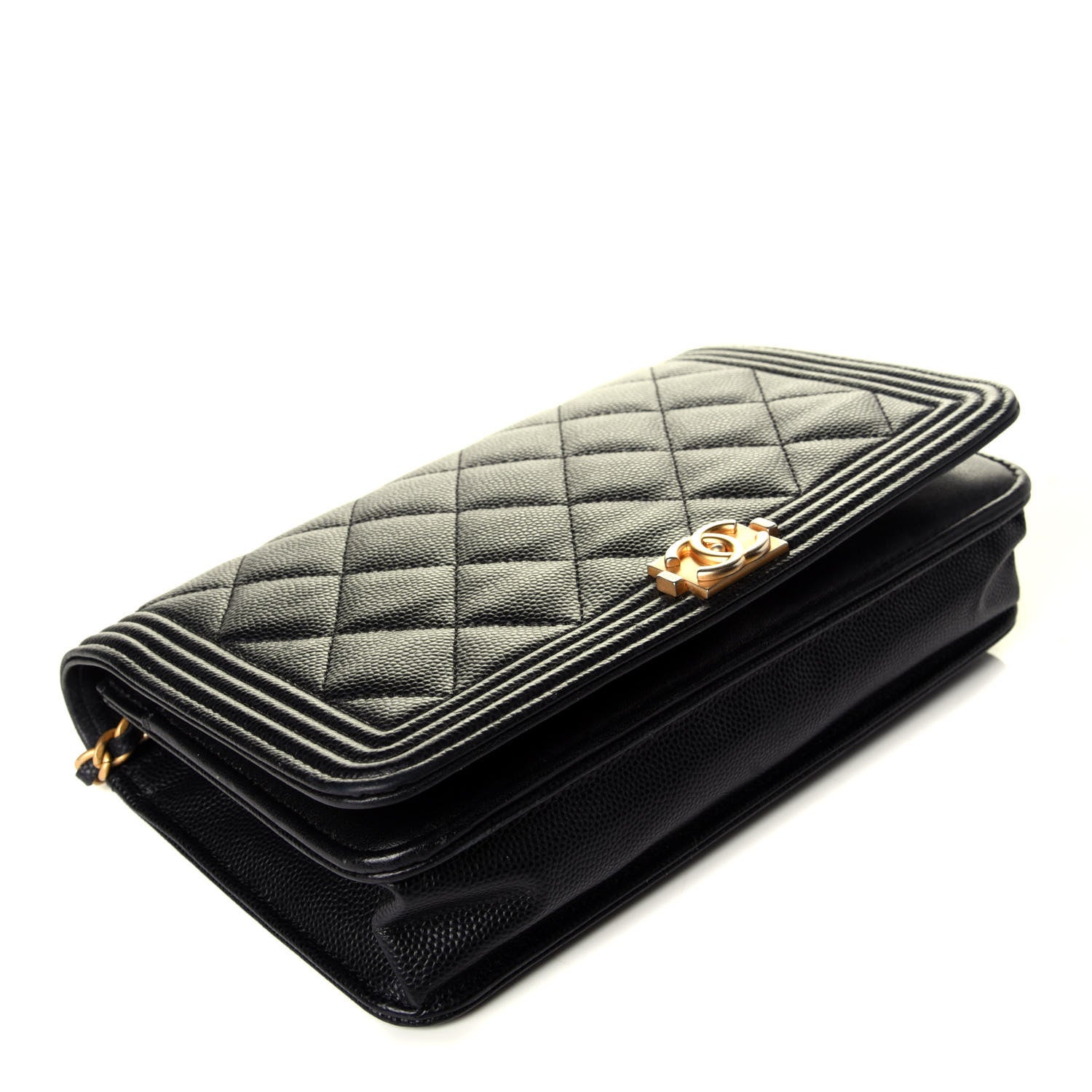 Chanel Caviar Quilted Boy Wallet On Chain WOC Black 4 of 9