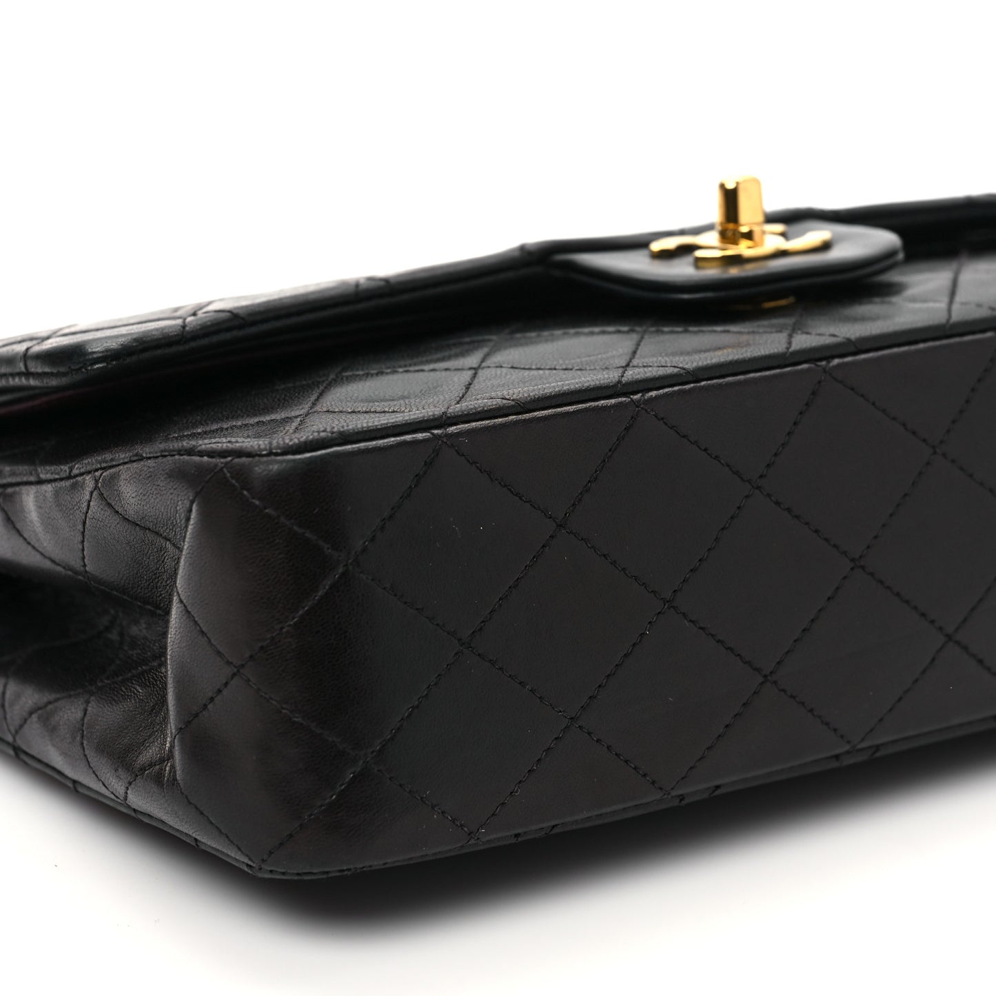 Lambskin Quilted Medium Double Flap Black
