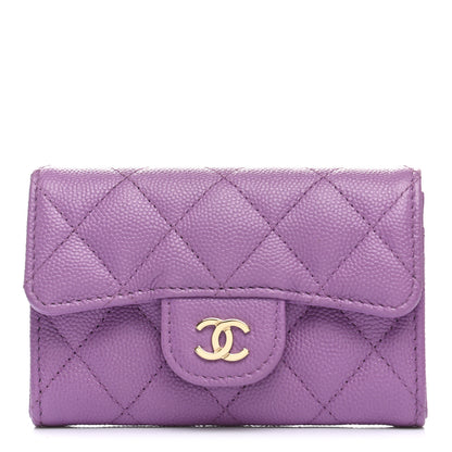 Chanel Caviar Quilted Flap Card Holder Wallet Purple 1 of 9