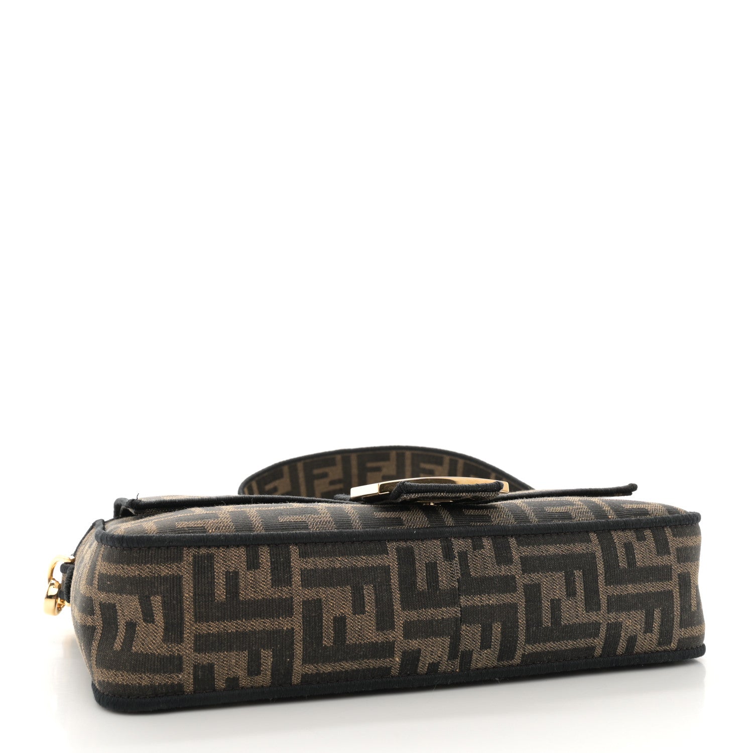 Fendi Fabric Jacquard FF 1974 Medium Baguette Tobacco Moro Black 4 of 12