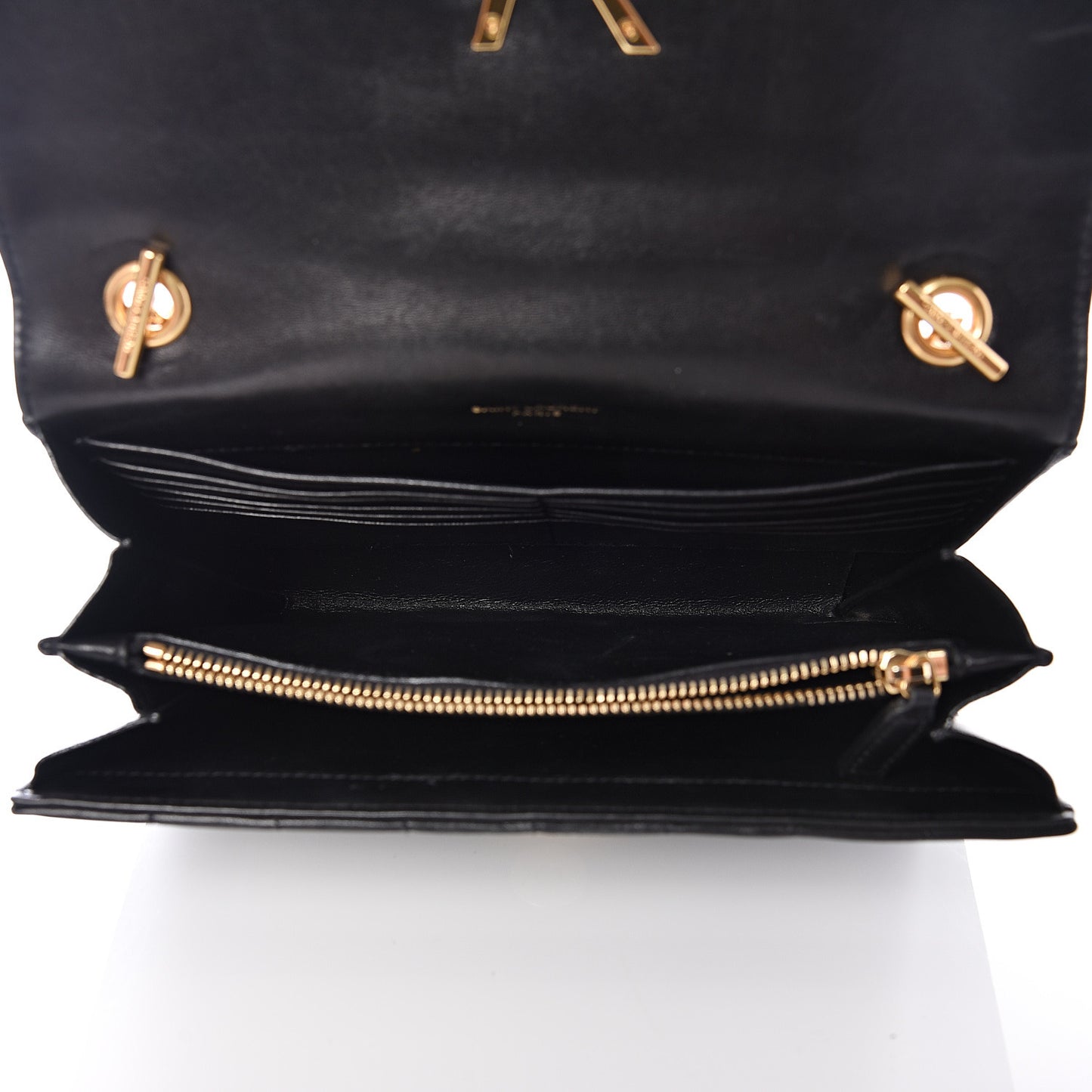 Lambskin Matelasse Monogram Vicky Chain Wallet Black