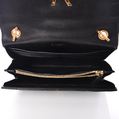 Saint Laurent Lambskin Matelasse Monogram Vicky Chain Wallet Black 4 of 11