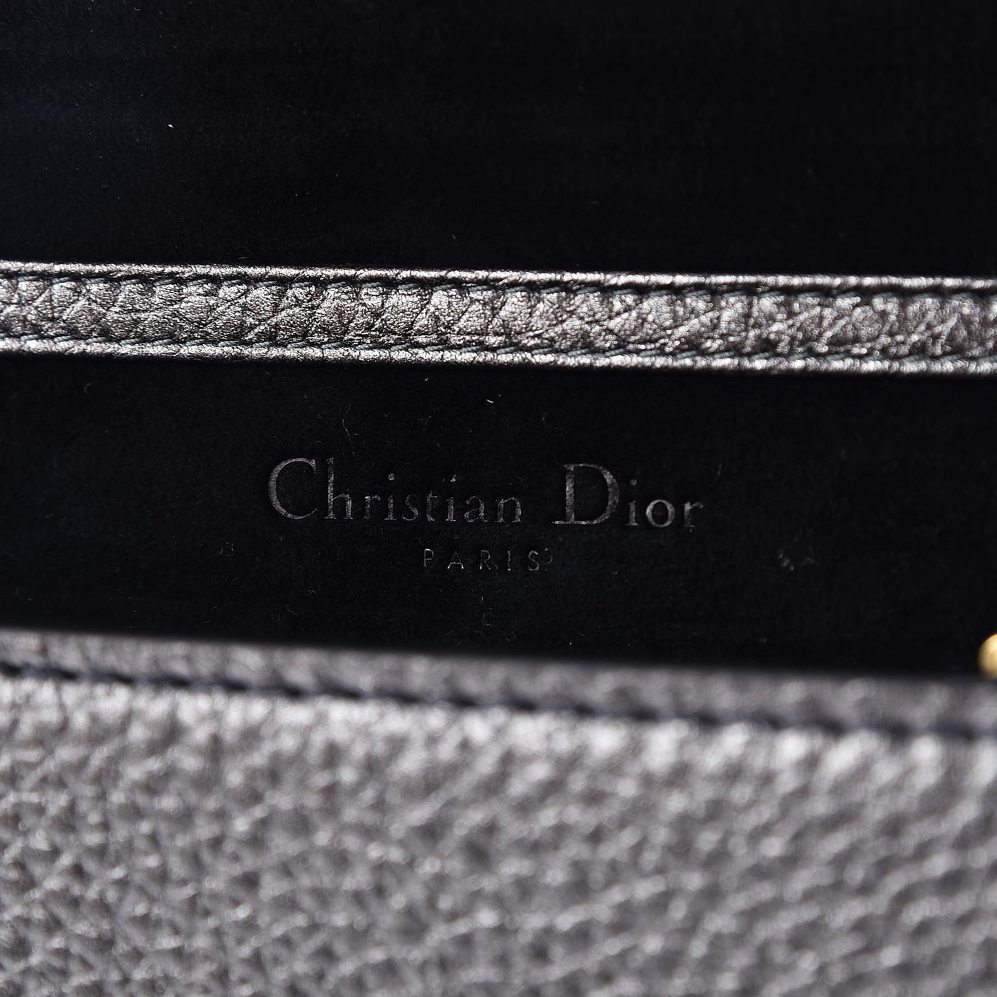 Metallic Grained Calfskin J'adior Clutch Gunmetal