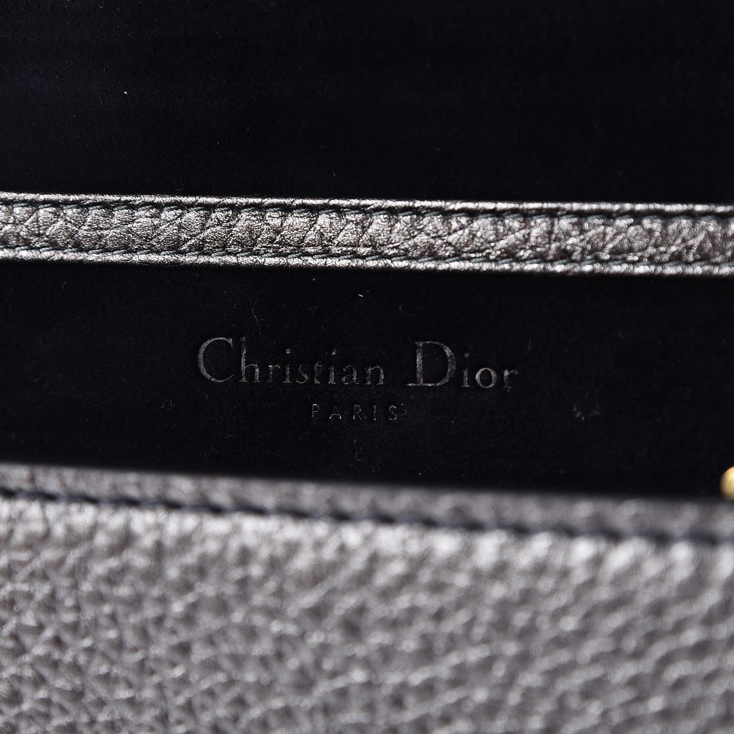Christian Dior Metallic Grained Calfskin J'adior Clutch Gunmetal 6 of 7