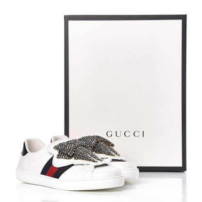 Gucci Calfskin Ayers Web Mens Ace Bow Lace Sneakers 5 White 11 of 11