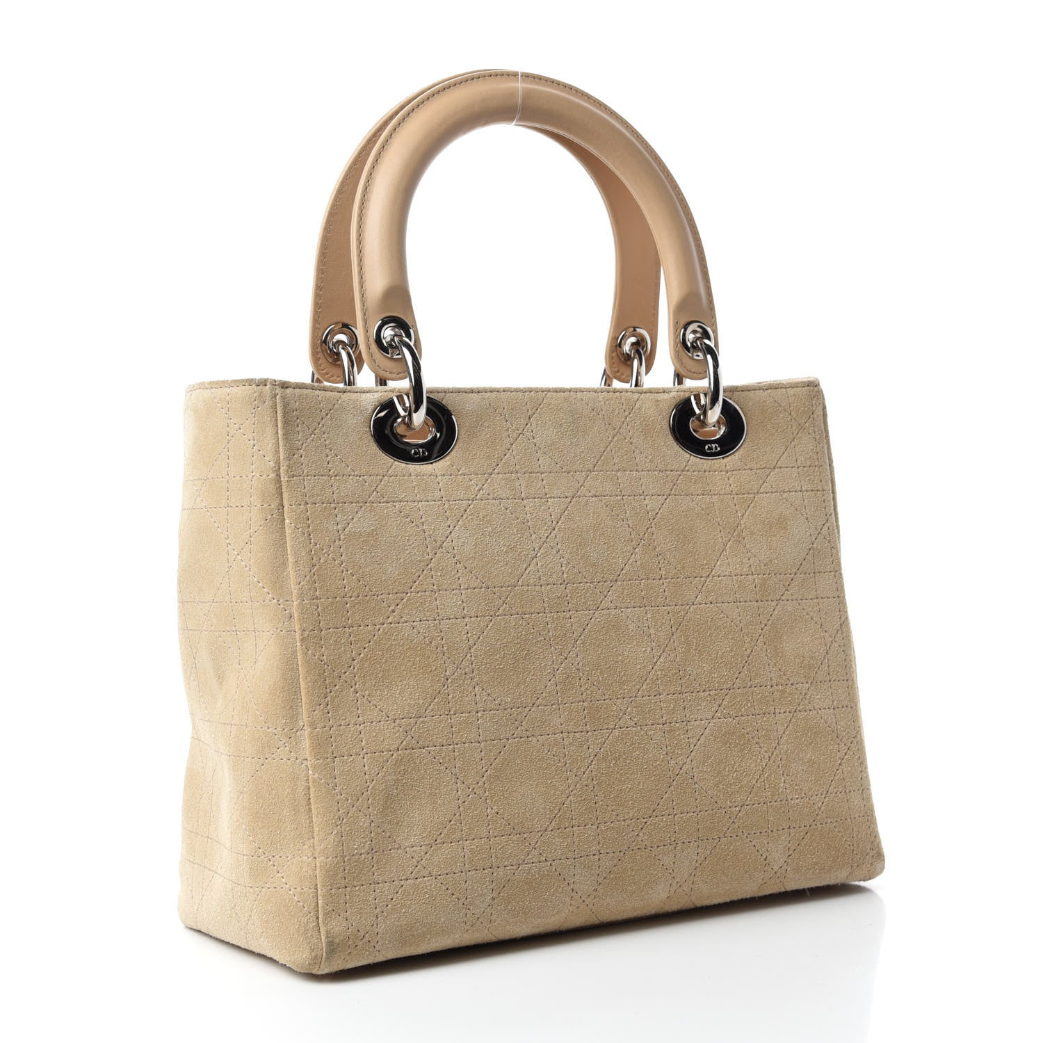 Christian Dior Suede Cannage Medium Lady Dior Beige 3 of 16