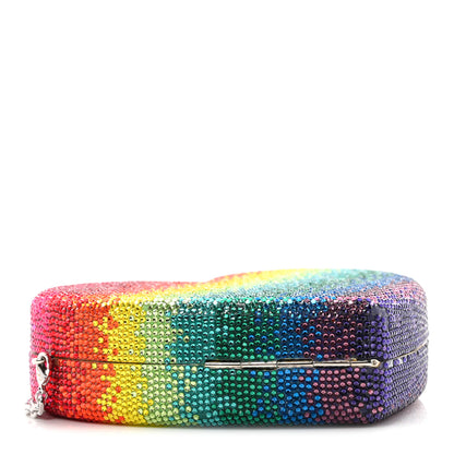 Judith Leiber Crystal Rainbow Heart Minaudiere Clutch Silver Multicolor 8 of 10