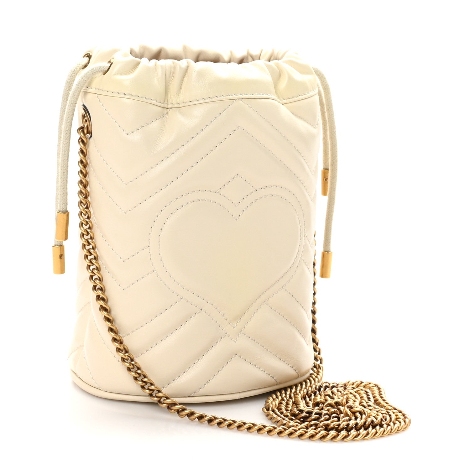Gucci Calfskin Matelasse Mini GG Marmont 2.0 Bucket Bag White 3 of 11