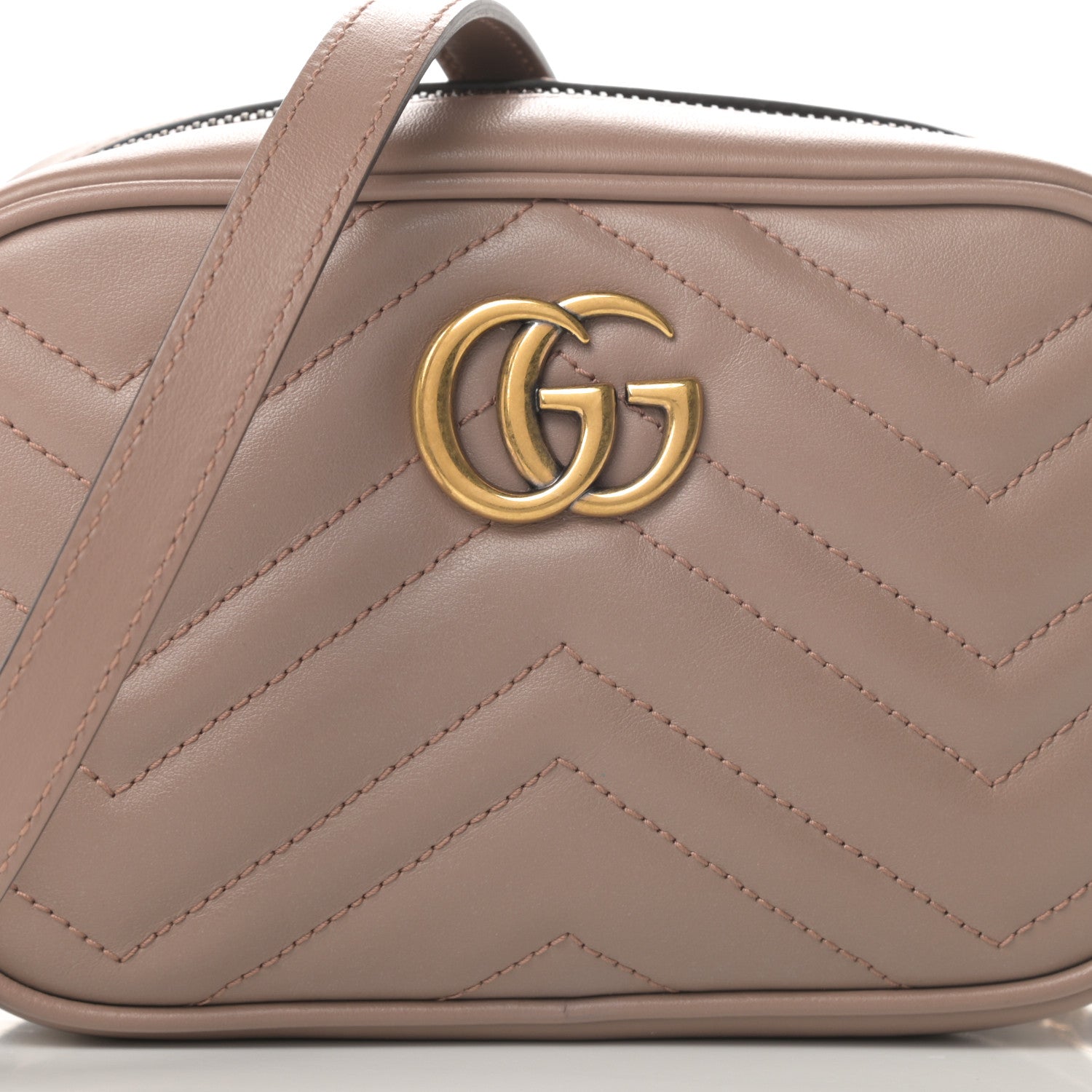 Gucci Calfskin Matelasse Mini GG Marmont Chain Shoulder Bag Porcelain Rose 8 of 11