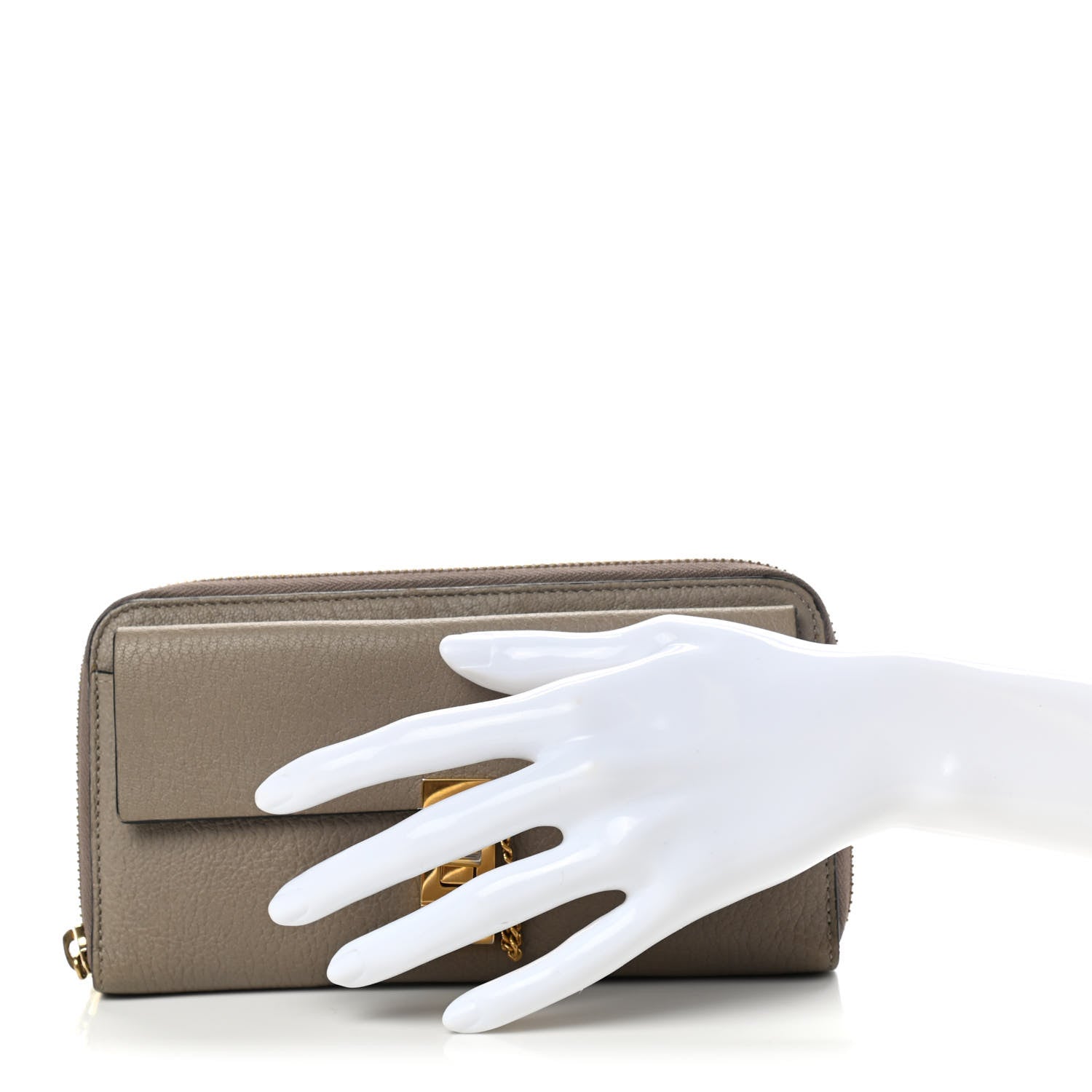 Chloe Grained Calfskin Drew Zipped Wallet Motty Grey 2 of 11