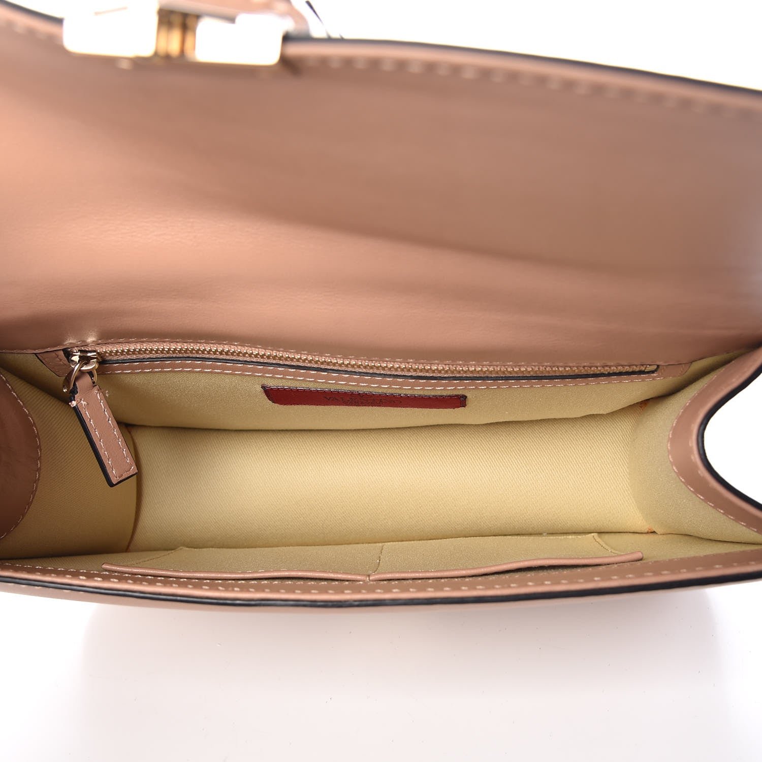 Valentino Garavani Vitello Medium Glam Lock Rockstud Flap Soft Noisette 7 of 8