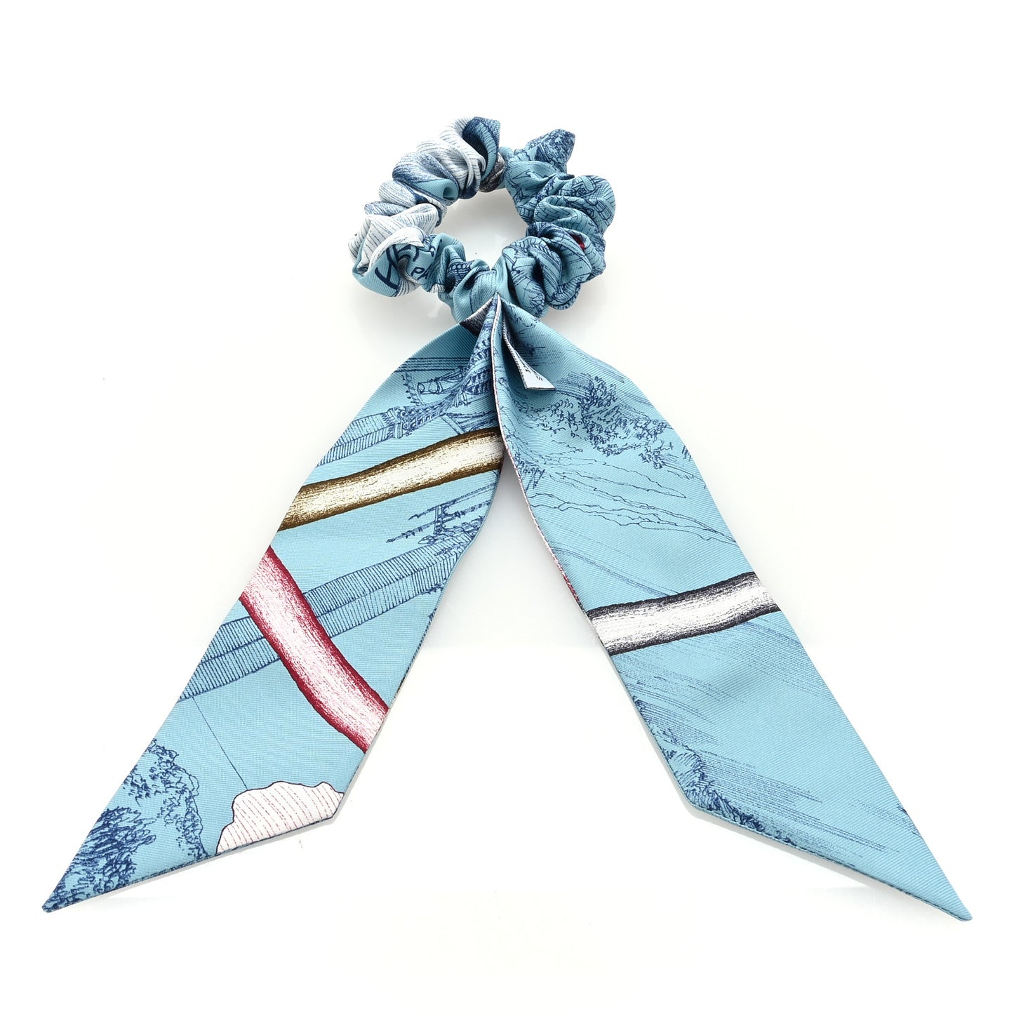 Silk Twilly Scrunchie Blue