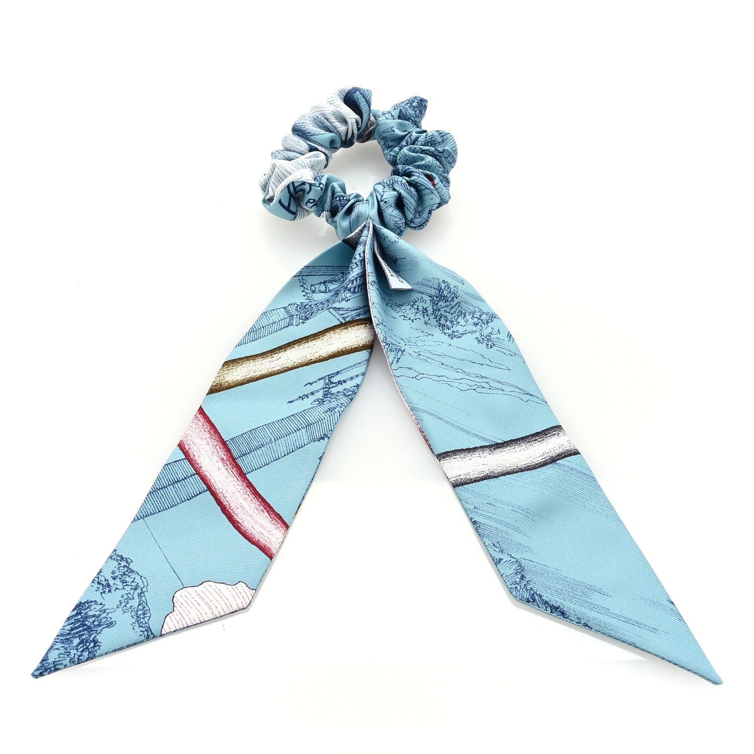 Hermes Silk Twilly Scrunchie Blue 2 of 3