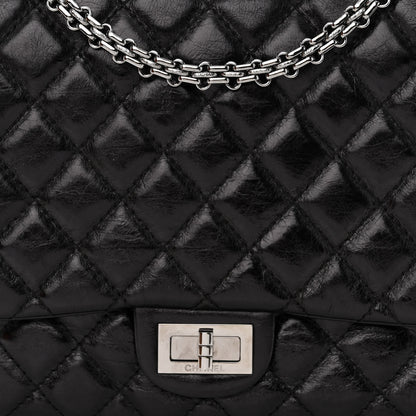 Chanel Metallic Aged Calfskin Quilted Reissue 2.55 Accordion Flap Black 9 of 12