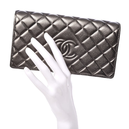 Chanel Calfskin Quilted Diamond CC Large Gusset Flap Wallet Dark Silver 2 of 9
