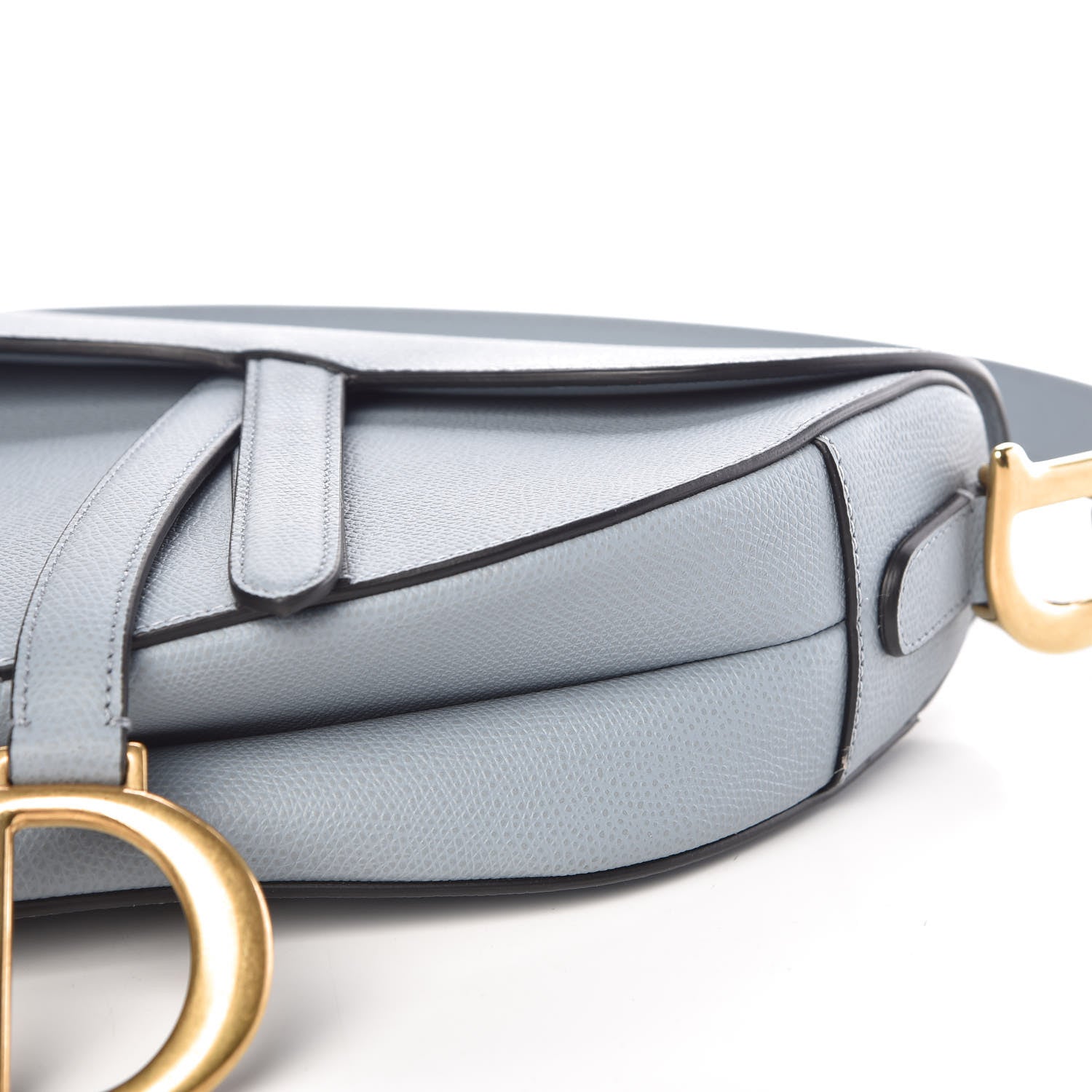 Christian Dior Grained Calfskin Saddle Bag Sky Blue 9 of 10