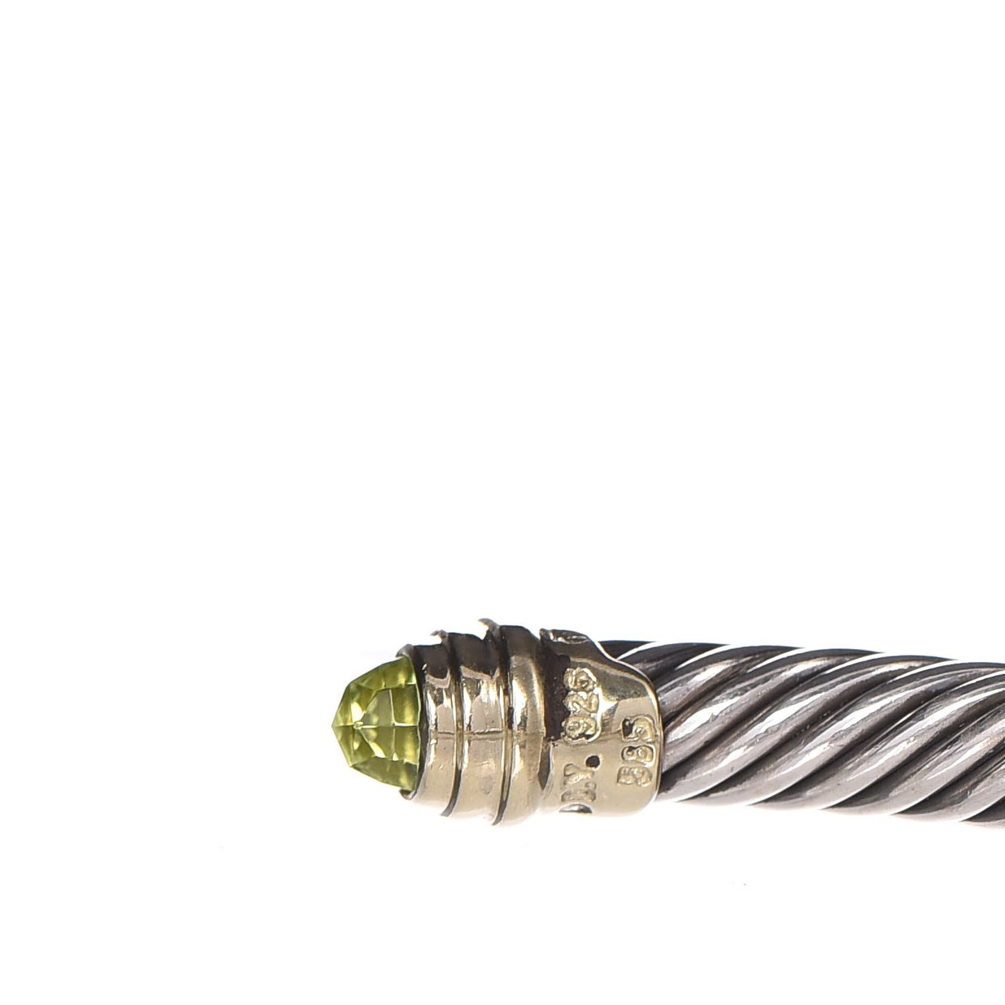 Sterling Silver 14K Yellow Gold Peridot 5mm Cable Classics Petite Color Bracelet