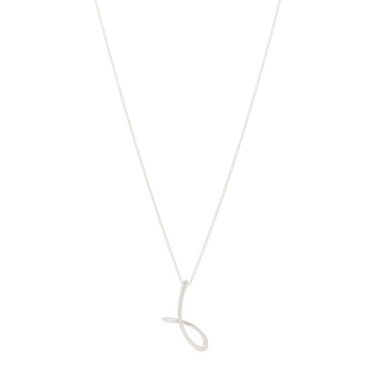 Tiffany Sterling Silver Elsa Peretti Letter J Pendant Necklace 1 of 3