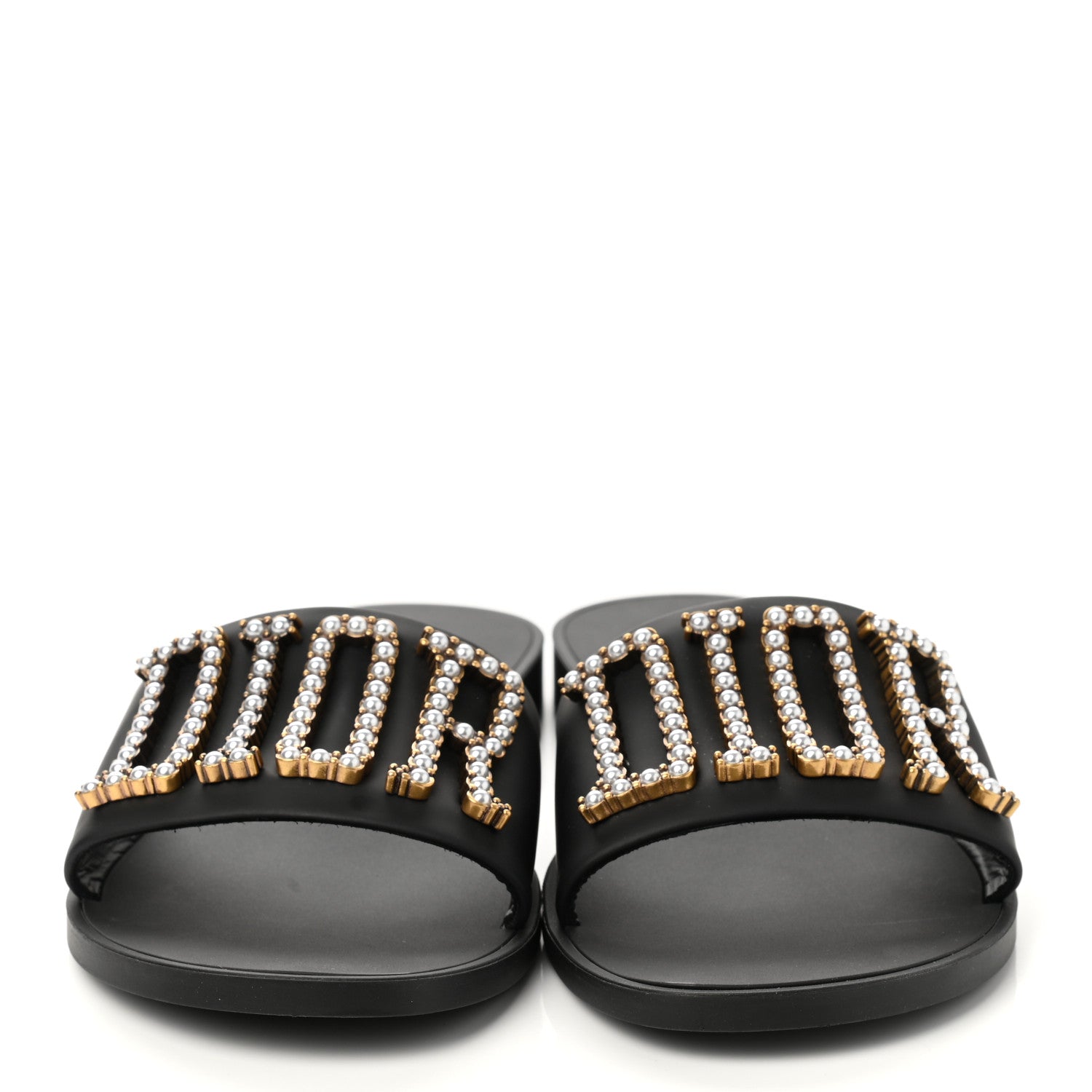 Christian Dior Matte Calfskin Pearl Dio(r)evolution Slide Sandals 38 Black 2 of 9