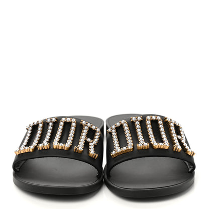 Christian Dior Matte Calfskin Pearl Dio(r)evolution Slide Sandals 38 Black 2 of 9