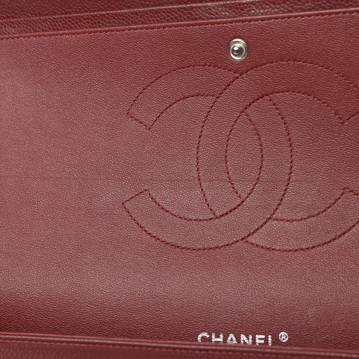 Chanel Caviar Quilted Maxi Double Flap Dark Red 7 of 13