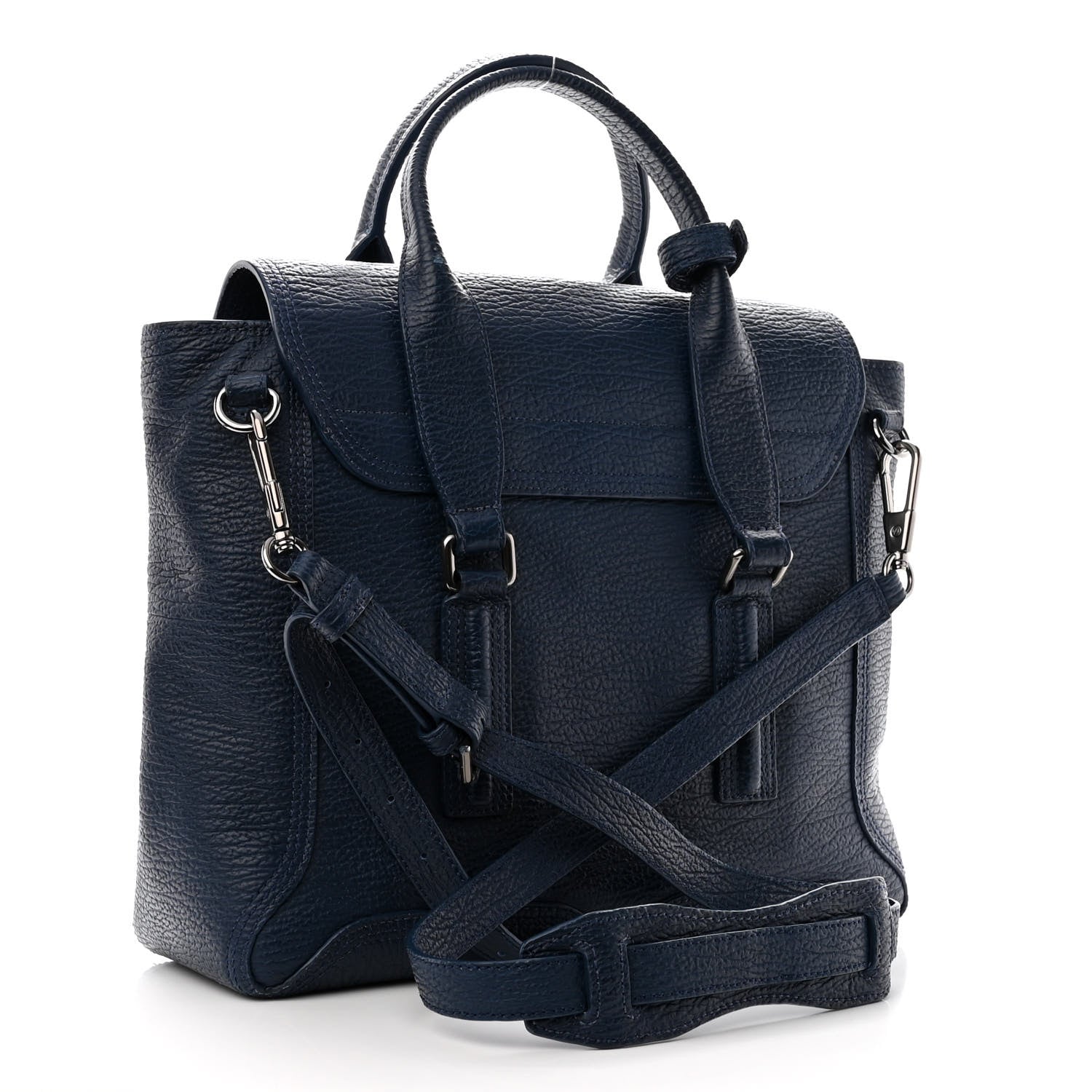 3.1 Phillip Lim Textured Calfskin Medium Pashli Satchel Ink 4 of 11