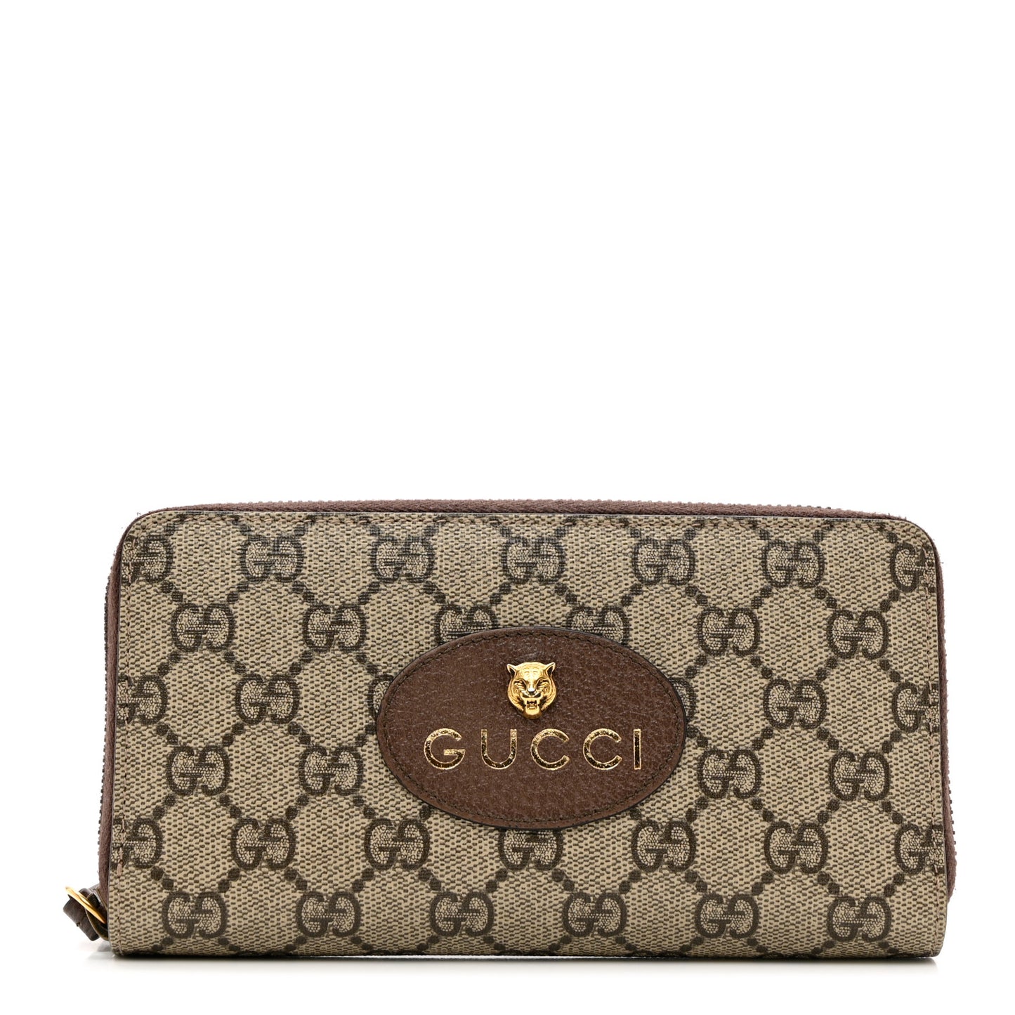 GG Supreme Monogram Neo Vintage Zip Around Wallet Beige Crop New Acero