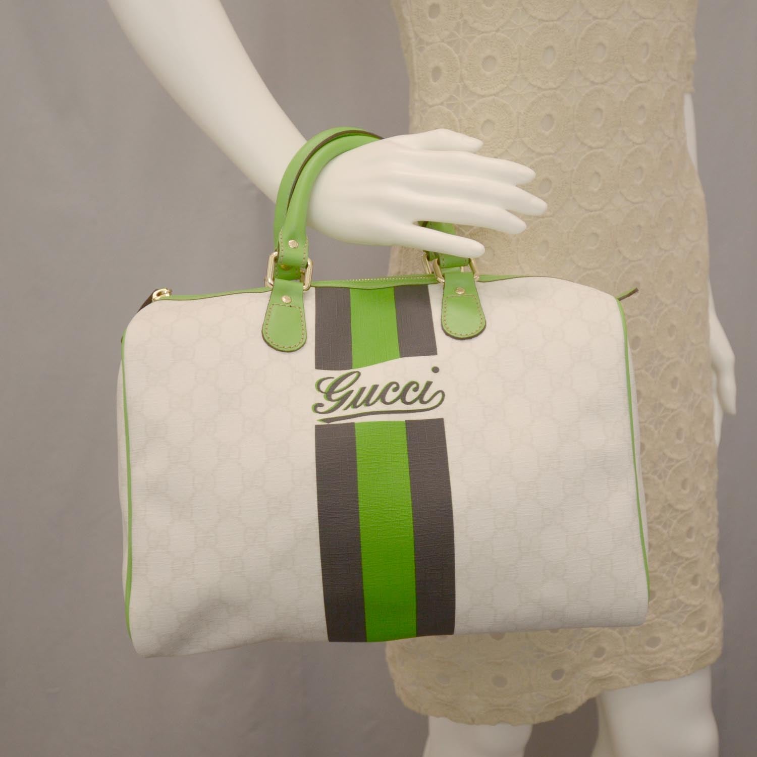 Gucci GG Plus Monogram Web Stripe Medium Joy Boston Green 2 of 8