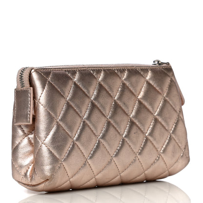 Chanel Metallic Lambskin Quilted Cosmetic Pouch Light Gold 3 of 16