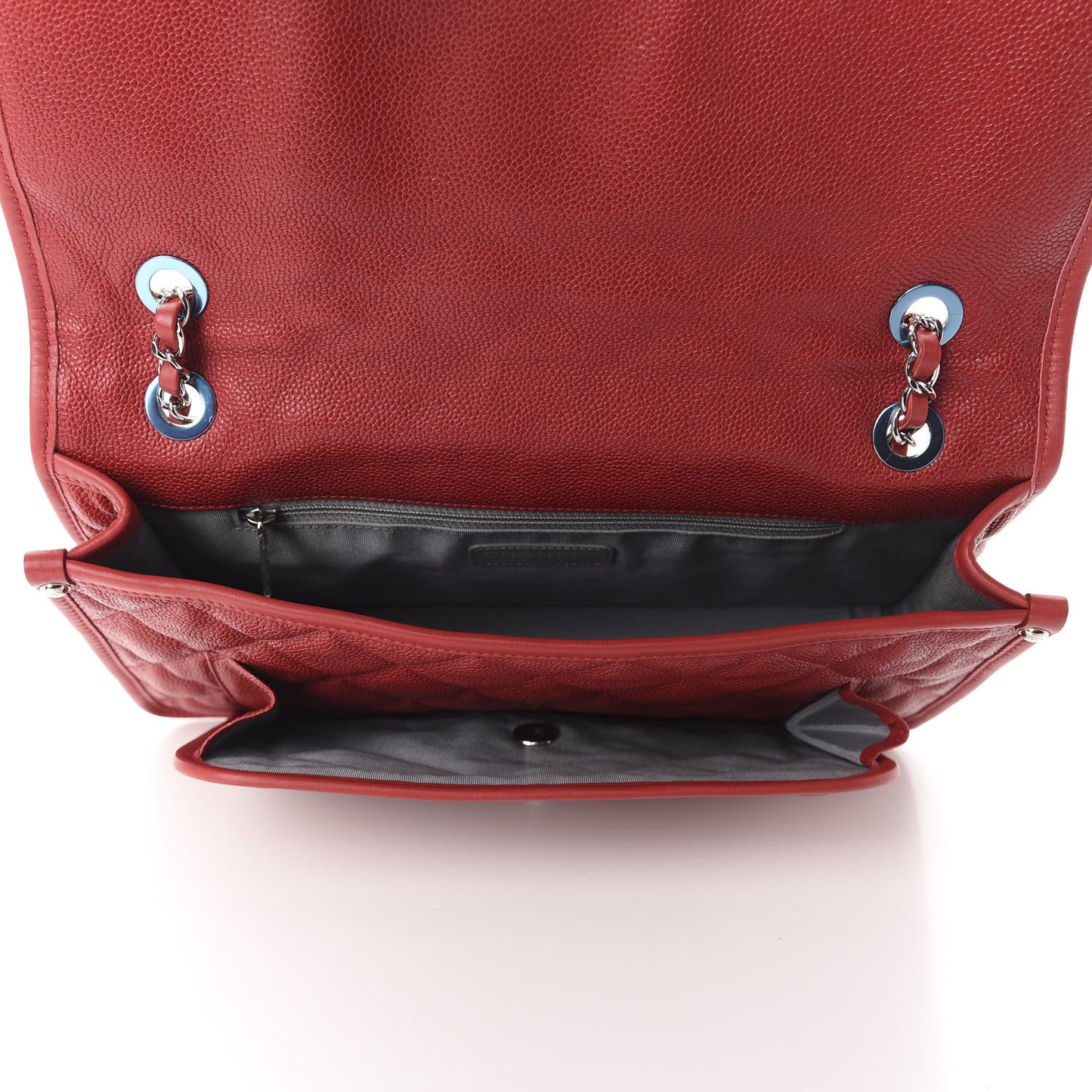 Caviar Quilted Large French Riviera Flap Red