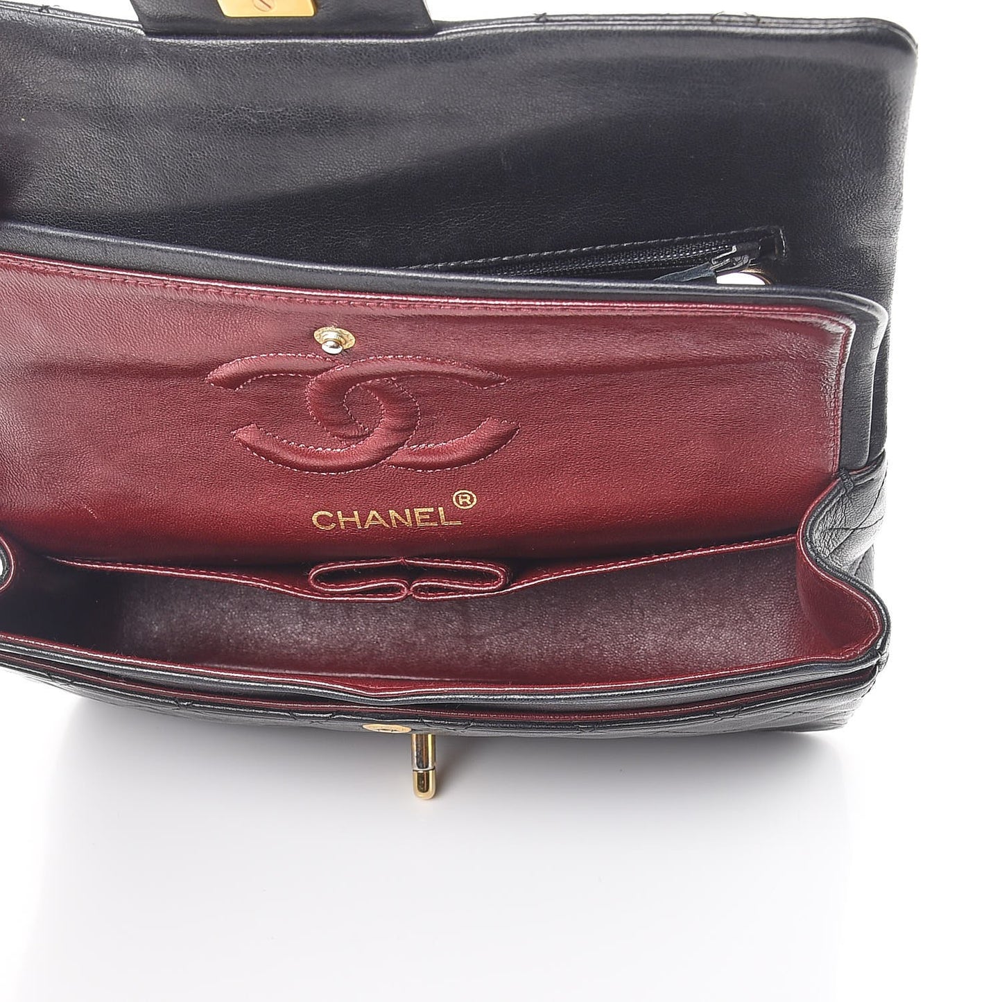 Lambskin Quilted Medium Double Flap Black