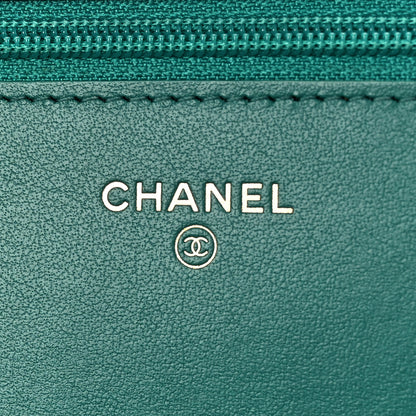 Chanel Aged Calfskin Quilted Reissue Wallet On Chain WOC Green 6 of 9