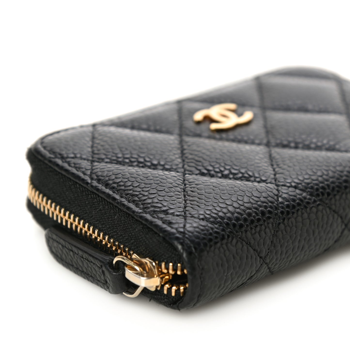 Caviar Quilted Zip Coin Purse Black