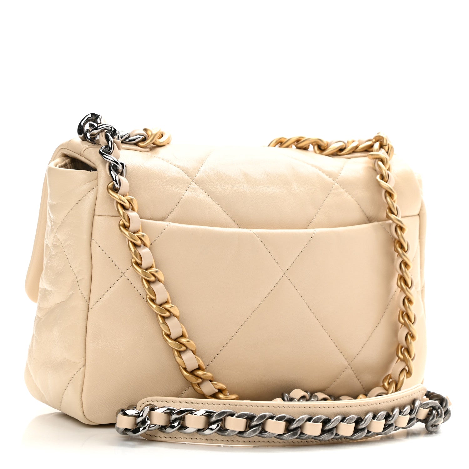 Chanel Goatskin Quilted Medium Chanel 19 Flap Beige 3 of 9