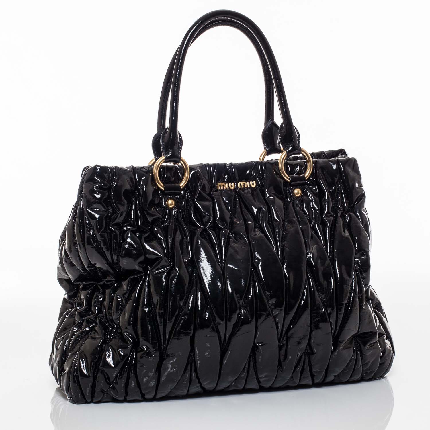 Miu Miu Vinyl Matelasse Tote Black 1 of 10